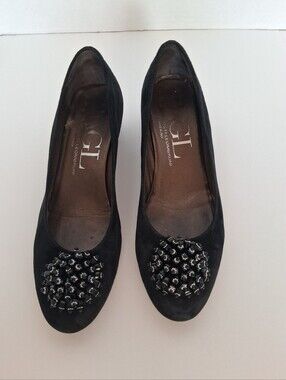G.I. Loris Lembrobuni Black Embellished Suede Flats